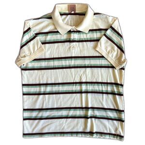 Machine Mens XL Polo Shirt Striped Green Yellow Brown Retro Golf GrandpaCore XL